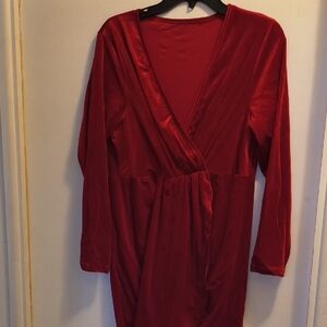 SHEIN Red Velvet Wrap Robe
